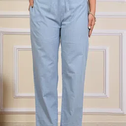 kahili art Women Straight Fit Maroon Pure Cotton Trousers-picture-14