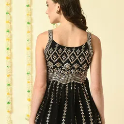 KALINI Ethnic Motifs Embroidered Square Neck Sleeveless Georgette A-Line Ethnic Top image 2