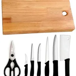 rk enterprise Knife set SS with Chopping Board ,Knife set 6 and Cutting board Kitchen Tool Set Kitchen Tool Set-picture-26