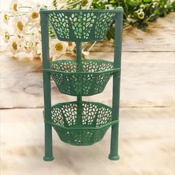 nuwi Multipurpose Basket Stand Rack 3 Layer Multipurpose for Office & Kitchen Plastic Fruit & Vegetable Basket-picture-15