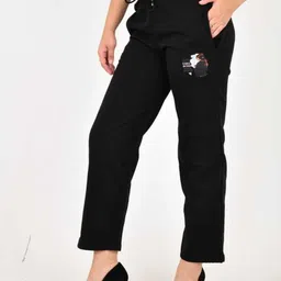 romaan fashion Women Solid Black Track Pants-picture-26