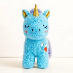 toyingly Plush Unicorn Stuffed Animal, Blue with Purple Mane, Gold Horn, Soft Fluffy Toy - 30 cm image 2
