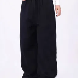 daphne maurier Women Loose Fit Black Cotton Blend Trousers-picture-12