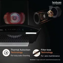 hindware VIVIANA BLDC 90 Auto Clean Wall Mounted BLACK 1450 CMH Chimney image 4