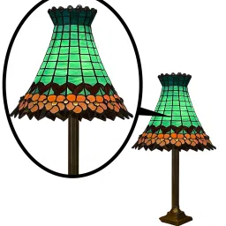 stg house Turqouise Glass Shade Table Lamp With Metal Base image 5