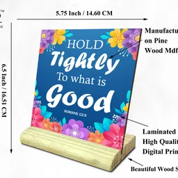 ar creative Hold Tightly - Bible Verse Wooden Table Decorative Item Decorative Showpiece - 14.224 cm image 3