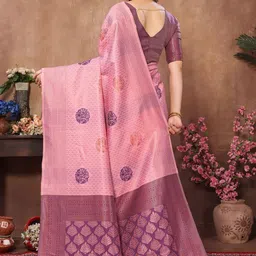 soor panchi Self Design Banarasi Cotton Blend Saree image 3