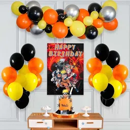 specialyou.in Orange, Black, Silver Naruto Theme Birthday Decoration Items Kit with Poster- 68 Pcs-picture-15