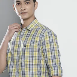 the indian garage co. Men Slim Fit Checkered Spread Collar Casual Shirt image 1