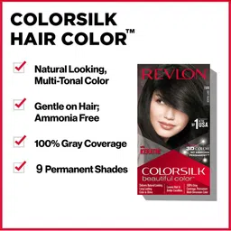 Revlon Set of Colorsilk Hair Color with Keratin - Soft Black 1WN & Free Outrageous Shampoo image 5