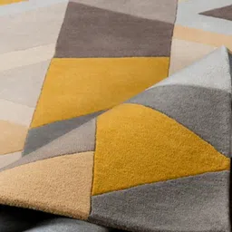 Safiya Carpet Yellow Geometric Hand-Tufted Woollen Carpets image 3