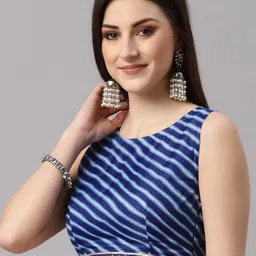 NEUDIS Blue Striped Lehariya Crop Top image 4