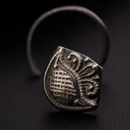 House of Aadyaa Sterling Silver Oxidised Stud Nosepin image 2