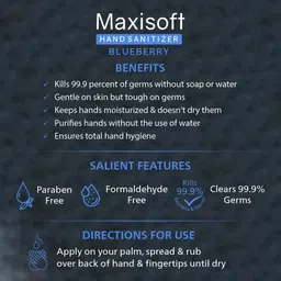 maxisoft Sanitizer (Blueberry) | Aloe & Neem | Paraben Free Hand Sanitizer image 3
