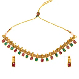 Shining Jewel - By Shivansh Gold-Plated & Red Jewellery Set image 4