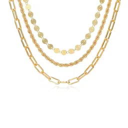 Jewels Galaxy Brass Gold-Plated Layered Necklace image 4
