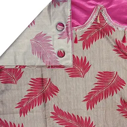 Cortina Set of 2 Pink & Beige Fancy Valance Floral Printed Door Curtains image 4