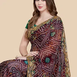 Rani Saahiba Bandhani Printed Embroidered Bandhani Saree image 3