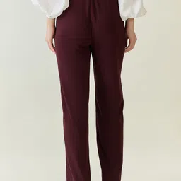 aayu Women Regular Fit Purple Lycra Blend Trousers image 2