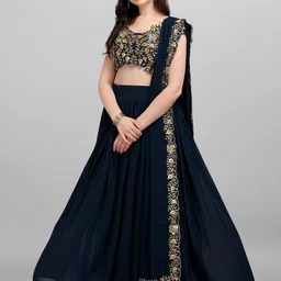 Fashionuma Embroidered Semi-Stitched Lehenga & Unstitched Blouse With Dupatta image 3