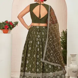 CHANSI Embroidered Ready To Wear Lehenga & Blouse With Dupatta image 4