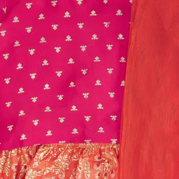 AKKRITI BY PANTALOONS Girls Orange & Pink Printed Ready to Wear Lehenga & Blouse With Dupatta image 4