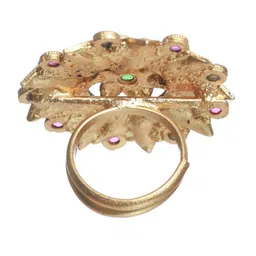Jazz and Sizzle Women Gold-Plated Pink & White Stone-Studded Adjustable Finger Ring image 4