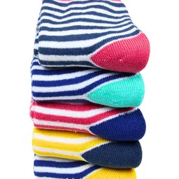 BAESD Kids Pack Of 5 Striped Patterned Cotton Ankle -Length Socks image 2