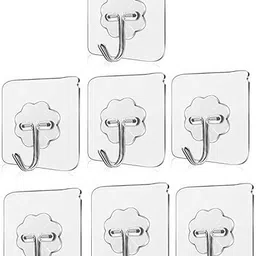 housecarein PVC Transparent Hooks for Bathroom Without Drill, FLOWER pack of 7 Hook 7-picture-24