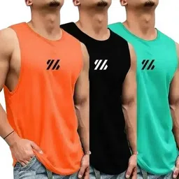 bhadawar creations Pack of 3 Premium Polyester Fabric Round Neck Full Sleeve Gym Vest or Gym Sandow Men Vest-picture-25