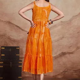 Sangria Printed Sleeveless Anarkali Ethnic Dress image 4