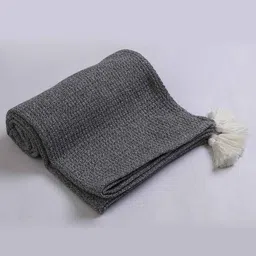 jamio firati Black Solid Cotton 60x50 Inches Sofa Throw image 3