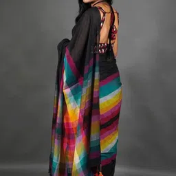 maku Solid/Plain Handloom Pure Cotton Saree image 2