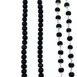 sarvaksh Original 108 Beads Karungali Malai | Karungali Silver Cap 54 Beads Mala| Combo Silver Plated Wood, Silver Chain image 4