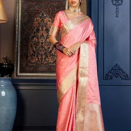 urbanari Woven, Self Design Banarasi Silk Blend, Jacquard Saree-picture-12