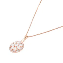 AMI Rose Gold-Plated Contemporary CZ-Studded Pendant With Chain image 5