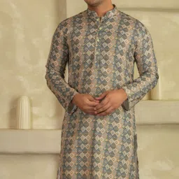 lemonx Men Printed Cotton Rayon Straight Kurta-picture-10
