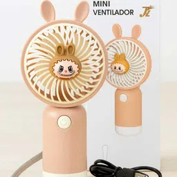 EMERALD GLOBAL Cute Bunny Handheld Mini Fan – Portable USB Rechargeable Fan for Kids & Travel Cute Portable Handheld Mini Fans, USB Rechargeable Personal Fan for Women Rechargeable Fan, USB Fan image 3