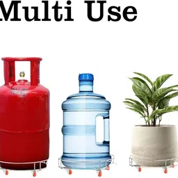 fancyhuge Compact Stainless Steel Kitchen Round Utility Stand with Compact 4 Wheel Base Stainless Steel Kitchen Trolley image 3