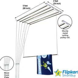 flipkart smartbuy Steel Ceiling Cloth Dryer Stand 6 Pipe X 5 Feet UV Protected Nylon Ropes Individual dropdown Cloth Drying Stand image 2