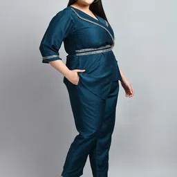 PrettyPlus by Desinoor.com Plus Size Embellished Top & Trouser Co-Ords image 4