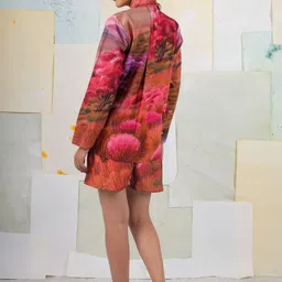 BUTA BUTI Wild Wood Scape Floral Printed Spread Collar Pure Cotton Shirt With Shorts image 5