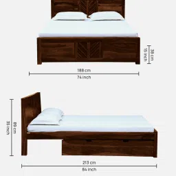 woodsworth from pepperfry Tourconing Sheesham Wood King Size Bed In Provincial Teak Finish With Drawer Storage image 2