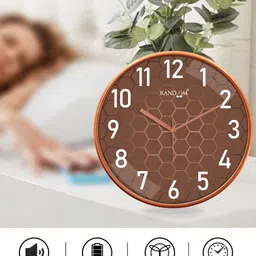 RANDOM Copper-Toned & White Printed Analogue Contemporary Wall Clock image 4