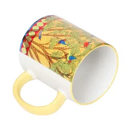 KOLOROBIA Yellow & Green Printed Ceramic Glossy Mugs 325 ml image 4