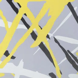 Cortina Yellow & Grey Printed Stretchable 1-Seater Sofa Cover image 3