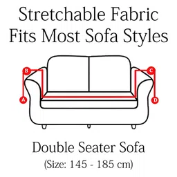 Aura Green & Beige Printed Stretchable Two Seater Sofa Cover With Arms image 4