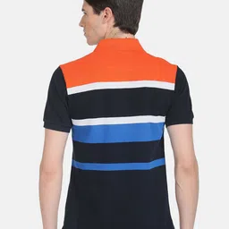 U.S. Polo Assn. Men Striped Polo Collar Slim Fit Pure Cotton T-shirt image 4