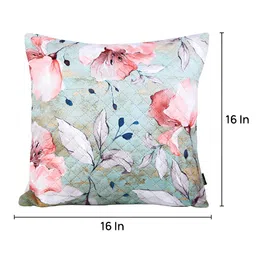 Soumya Green & Pink 2 Pieces Floral Printed Square Cushion Covers image 3