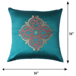 ZEBA Teal & Red 2 Pieces Square Cushion Covers image 4